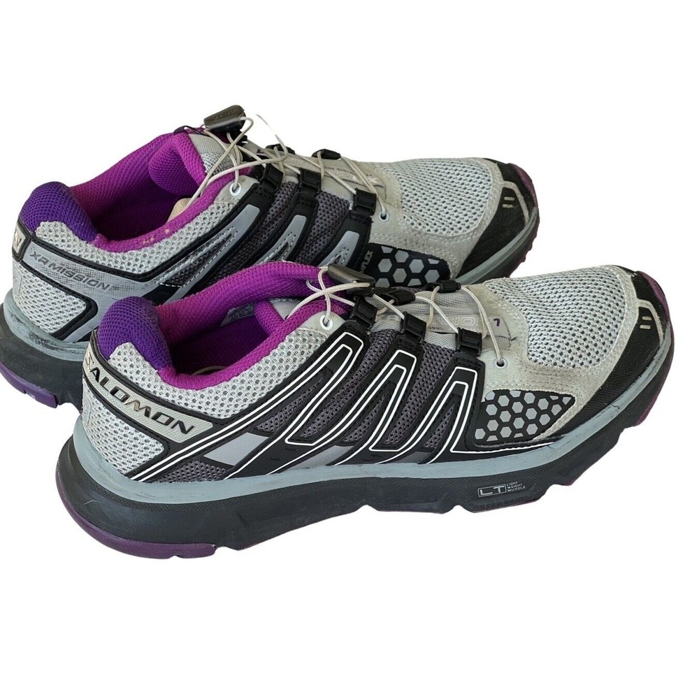 Size 10 Salomon XR Mission 1 Women Running Hiking Shoes Gray  & Purple